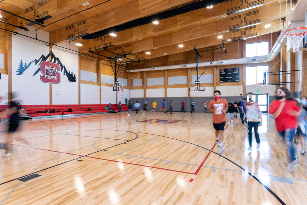 Santiam basketball court mass plywood panel