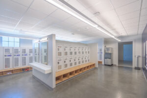 University boathouse locker room